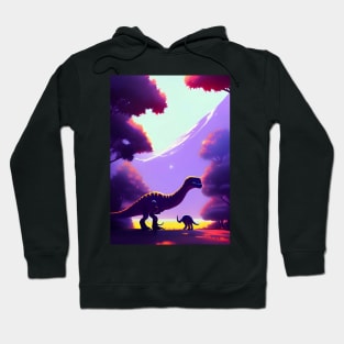 ABSTRACT PURPLE DINOSAUR IN MOUTAINS Hoodie